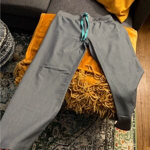 Figs Gray Joggers with Teal Accent